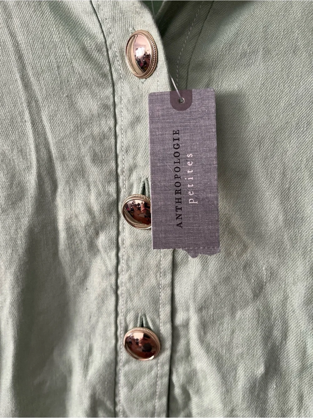NWT Maeve Anthropology Green Sleeveless Button-Front Mini Dress Sz MP - Picture 8 of 11